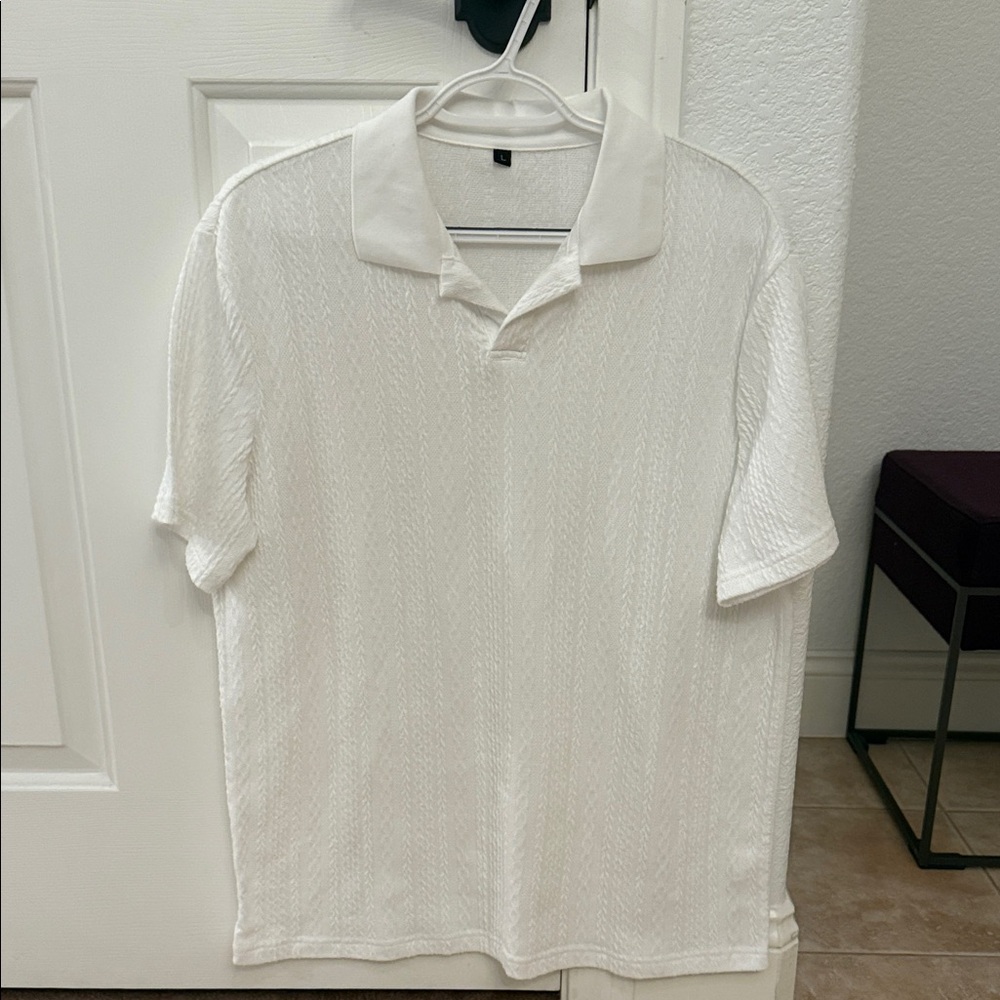 Classic Knit White Polo Shirt